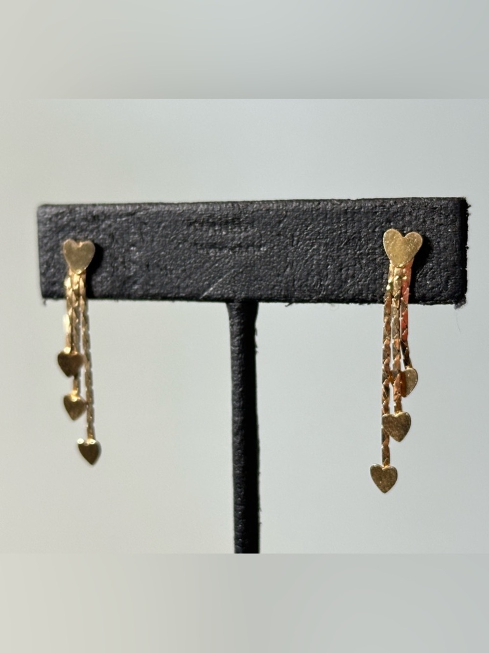 Y2K Vintage Gold Plate Heart Dangle Chain Earrings McBling 80s 90s Cottagecore
